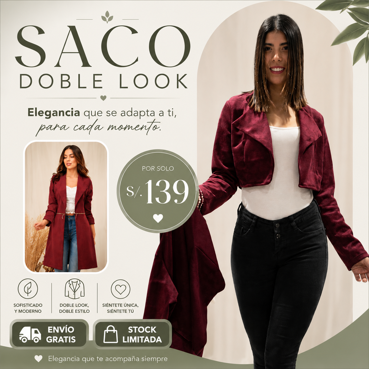 saco convertible 2 en 1